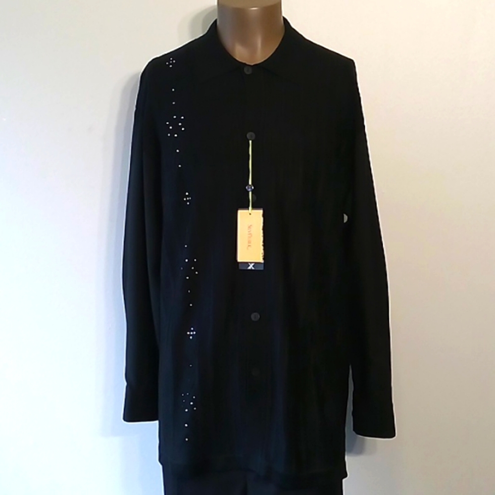 Flawless & Vintage 2pc Black Men's Long sleeves pants set by SilverSilk